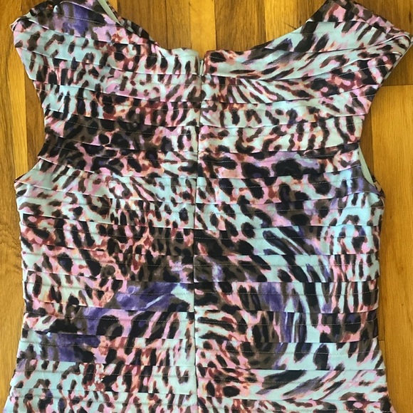 London Times Women’s Pink and Purple Cheetah Print Dress Size 14 - Picture 7 of 7